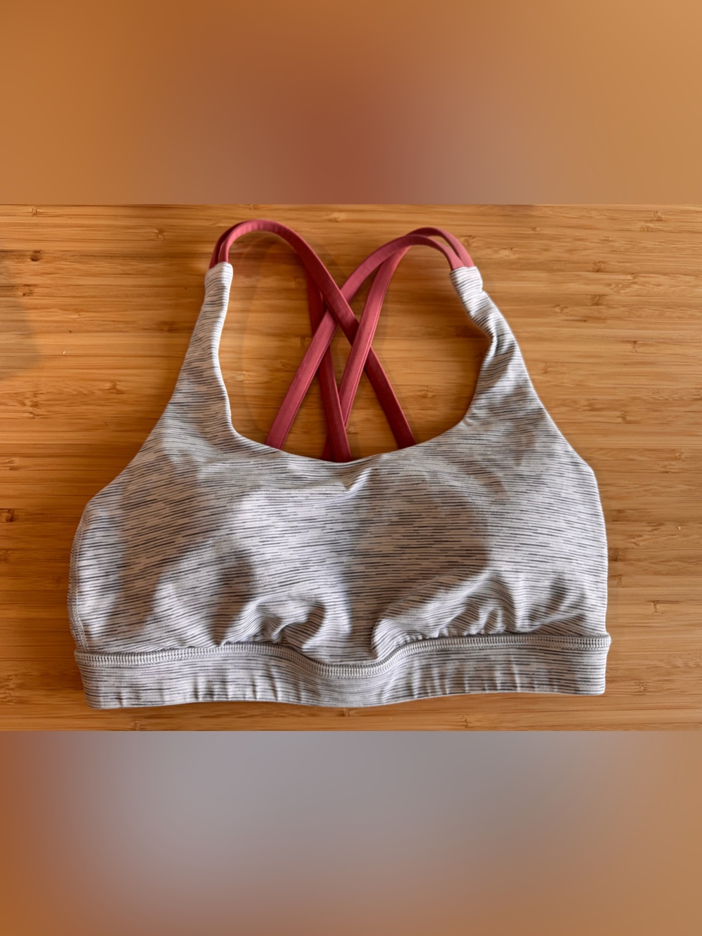 lululemon athletica Gray Strappy Sports Bra with Pink Straps